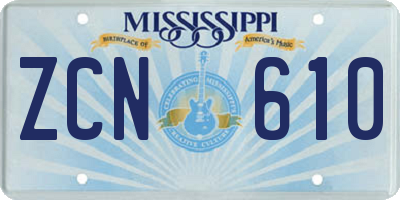 MS license plate ZCN610