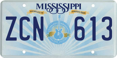 MS license plate ZCN613