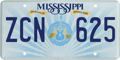 MS license plate ZCN625