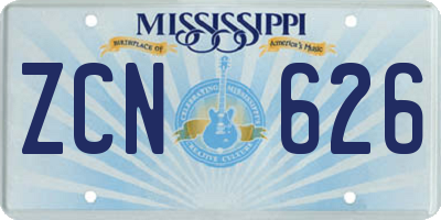 MS license plate ZCN626