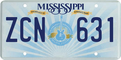 MS license plate ZCN631