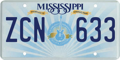 MS license plate ZCN633