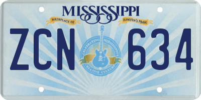 MS license plate ZCN634