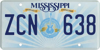 MS license plate ZCN638