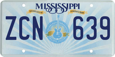 MS license plate ZCN639