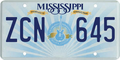 MS license plate ZCN645