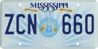 MS license plate ZCN660