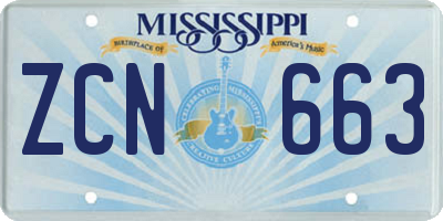 MS license plate ZCN663