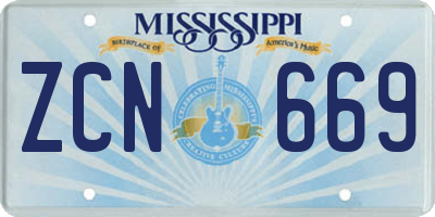 MS license plate ZCN669