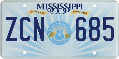 MS license plate ZCN685