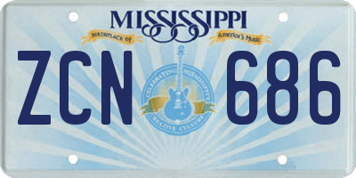 MS license plate ZCN686