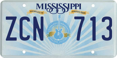MS license plate ZCN713