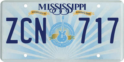 MS license plate ZCN717