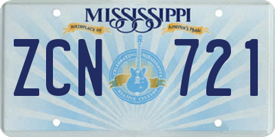 MS license plate ZCN721