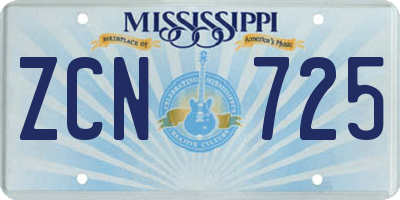 MS license plate ZCN725