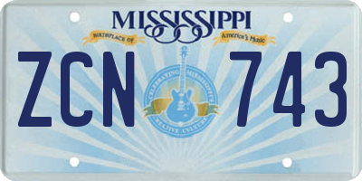 MS license plate ZCN743