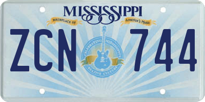 MS license plate ZCN744