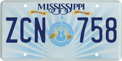 MS license plate ZCN758