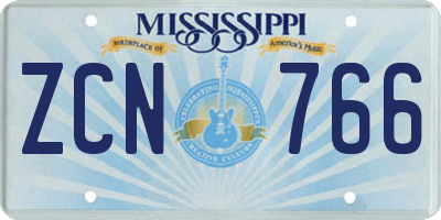 MS license plate ZCN766