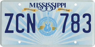 MS license plate ZCN783