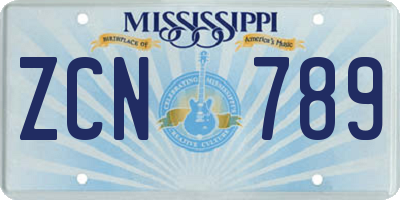 MS license plate ZCN789