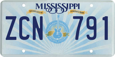 MS license plate ZCN791