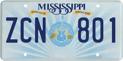 MS license plate ZCN801