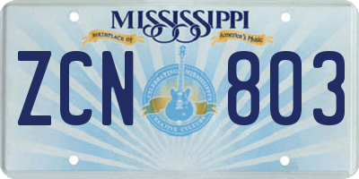 MS license plate ZCN803