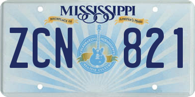 MS license plate ZCN821
