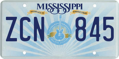 MS license plate ZCN845