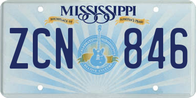 MS license plate ZCN846