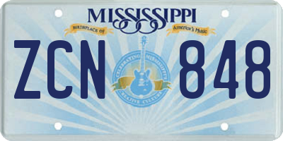 MS license plate ZCN848