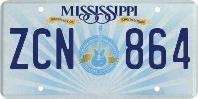 MS license plate ZCN864