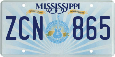 MS license plate ZCN865
