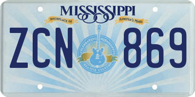 MS license plate ZCN869