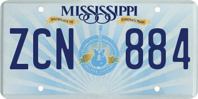 MS license plate ZCN884