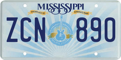 MS license plate ZCN890