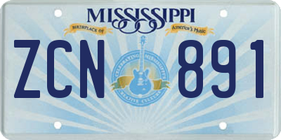 MS license plate ZCN891