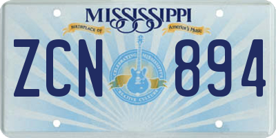 MS license plate ZCN894