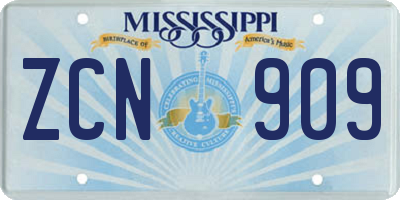 MS license plate ZCN909