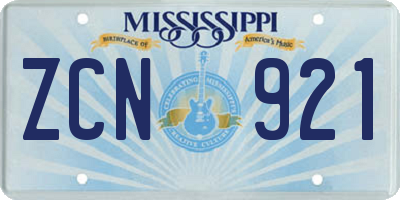 MS license plate ZCN921