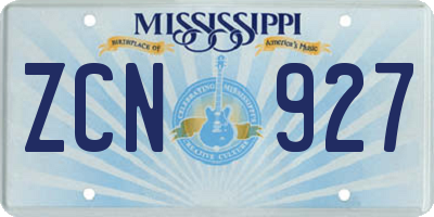 MS license plate ZCN927