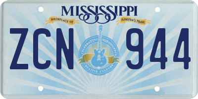 MS license plate ZCN944