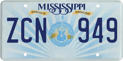 MS license plate ZCN949