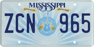 MS license plate ZCN965