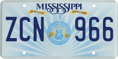 MS license plate ZCN966