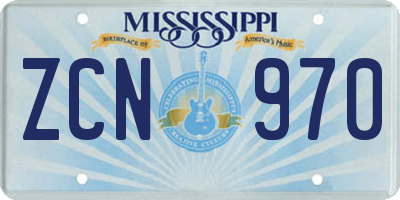 MS license plate ZCN970