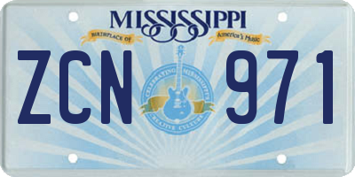 MS license plate ZCN971