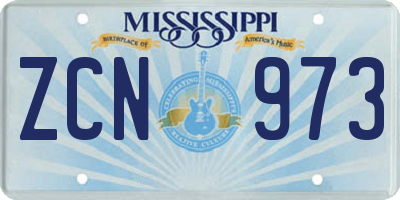 MS license plate ZCN973
