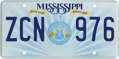 MS license plate ZCN976